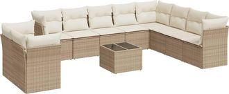 vidaXL Set De Sof&aacute;s De Jard&iacute;n 11pzas Con Cojines Rat&aacute;n Sint&eacute;tico Beige Vidaxl
