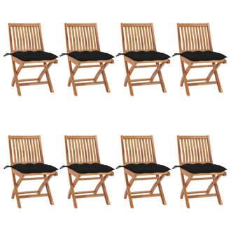 vidaXL Sillas De Jard&iacute;n Plegables 8 Uds Madera Maciza Teca Con Cojines Vidaxl