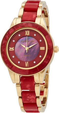 Anne Klein Solar Powered Crystal Red Dial Ladies Watch AK/3610GPRD