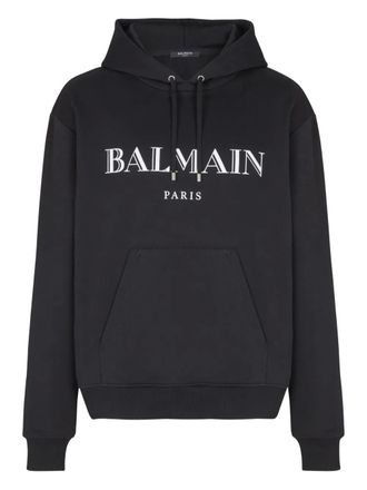 Balmain logo-print hoodie - men - Cotton - 3XL - Black