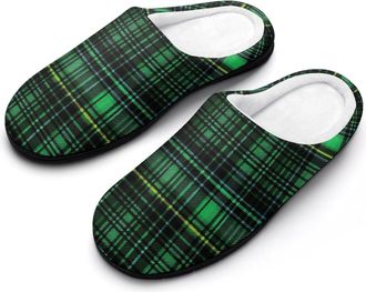 Generic Scottish Tartan Mens Slippers Comfortable And Non-slip Cotton Slipper Shoe for House