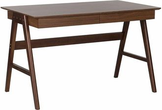 Beliani Scrivania in legno scuro con 2 cassetti 120 x 70 cm Sheslay