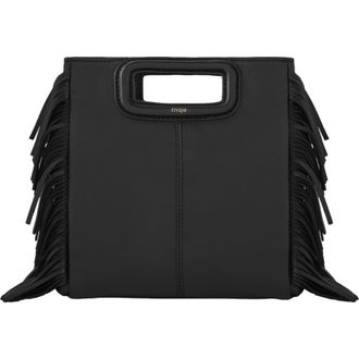 Maje Smooth leather M bag with fringing in Black at Nordstrom, Size Medium