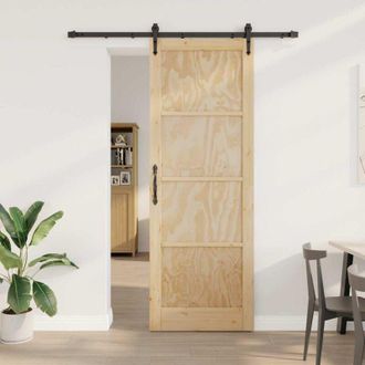 vidaXL Puerta Deslizante Otro Orkdal Natural Y Negro 83 X 232 Cm Vidaxl