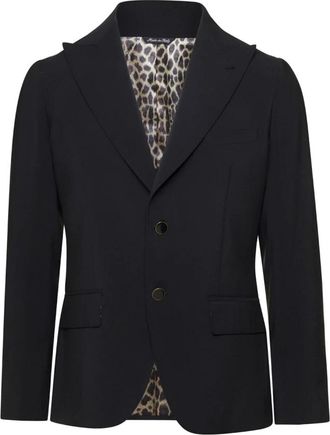 Reveres 1949 Single-breasted Blazer - Heren - Business blazers - Zwart - L - Leer - Kostuums