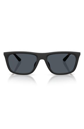 Emporio Armani 57mm Pillow Sunglasses in Matte Black /Dark Grey at Nordstrom