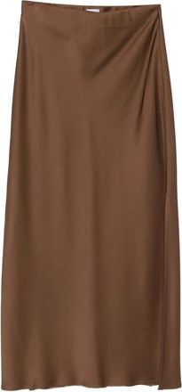 Brunello Cucinelli Satin-finish Slit Maxi Skirt