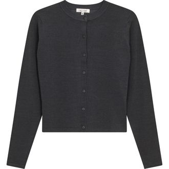 Vivid Cropped Ribbed Button Front Knit Cardigan in Dark Grey Mix at Nordstrom, Size Xx-Large