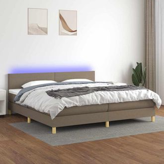 vidaXL Vidaxl - Cama Box Spring Con Colch&oacute;n Led Tela Gris Taupe 200x200 Cm