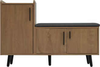 Urban Meuble Banco zapatero efecto madera con 3 puertas y asiento, 100x34x68,5cm