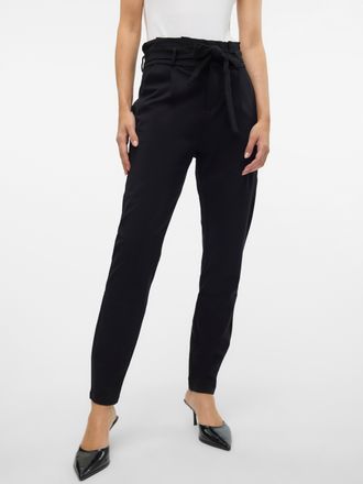 Vero Moda Jogger Pants VERO MODA VMEVA PAPERBAG, Damen, Gr. XXL, L&auml;nge 32, schwarz, Milano Rib, Obermaterial: 65% Viskose, 30% Elasthan, 5% Nylon, unifarben, kn