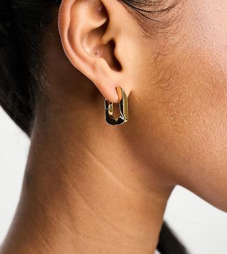 Asos 14k gold plated hoop earrings with chain hinge design