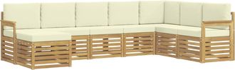 vidaXL Conjunto De Sof&aacute;s De Exterior 8 Uds. Blanco Y Crema Poli&eacute;ster Vidaxl
