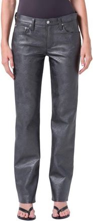 A Gold E Slim Fit Recycled Leather Pants in Gunmetal Black at Nordstrom, Size 23