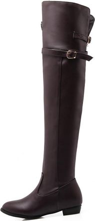 Generic MiaZane Women s Over The Knee Leather Boots Side Zip Closure Block Heel Casual Winter Fashion Boots for Daily Wear Streetwear Evening Outfits,Brown,4.