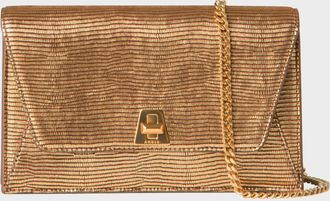 Akris Anouk Lizard-Embossed Metallic Clutch Bag