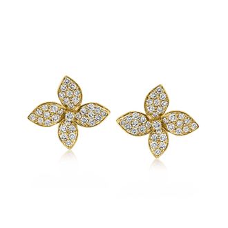 Ross-Simons Lab-Grown Diamond Flower Earrings in 18kt Gold Over Sterling