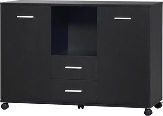 Vinsetto Armadietto Porta Stampante Da Ufficio Con Ruote A 360&deg; In Legno Nero - Vinsetto