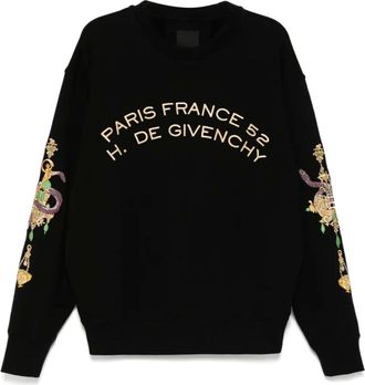 Givenchy Sweatshirts, male, Black, M, Black Logo Embroidered Sweatshirt