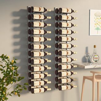 Berkfield Home Wall Mounted Wine Rack for 24 Bottles 2 pcs White Iron