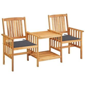 vidaXL Sillas Y Mesita De Jard&iacute;n Con Cojines Madera Maciza Acacia Vidaxl