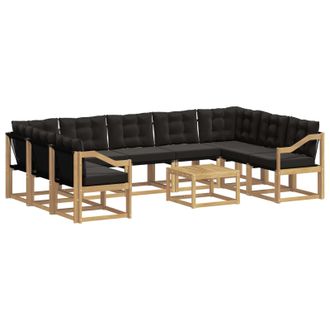 vidaXL Conjunto De Sof&aacute;s De Exterior Con Coj&iacute;n 10 Pcs Blanco Y Negro Vidaxl