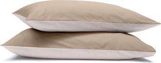 Emma 2x Kopfkissenbezüge 40x80 - 100% Perkal aus natürlicher Baumwolle - Beige & Creme