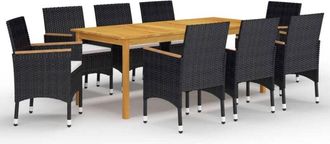 vidaXL Juego De Comedor De Jard&iacute;n De 9 Piezas Negro Vidaxl