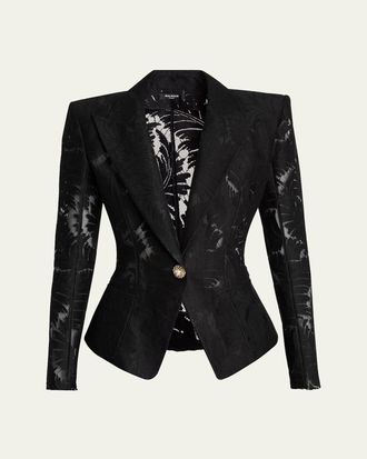 Balmain Single-Breasted Fitted Lace Jacket