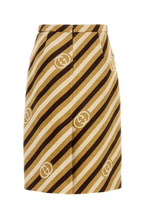 Gucci Womens Embroidered Chenille Skirt Brownbeigemc Generic Gonne