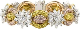 Bespoke 18ct white gold, white, yellow & pink fancy diamond bracelet