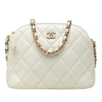 Chanel Pre-owned Quilted Caviar Leather Crossbody Bag - Dames - Pre-owned - Wit - Maat: ONE Size Leer