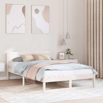 vidaXL Vidaxl - Estructura De Cama Blanco 135 X 190 Cm Madera Maciza De Pino