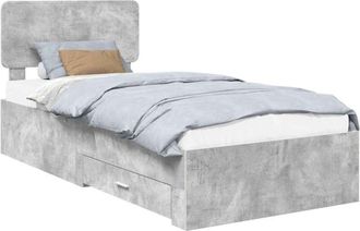 vidaXL Estructura De Cama Con Cabecera Gris Concreto 100 X 200 Cm Vidaxl