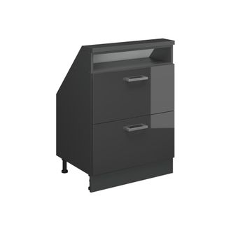 Vicco Armario De Cocina Para Techo Inclinado R-line, Antracita Brillo Intenso/antracita, 60 Cm Con 2 Cajones, Vicco