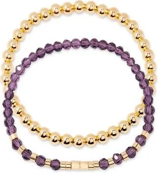 Brook & York Makenna Set of 2 Birthstone Beaded Stretch Bracelets in Gold at Nordstrom Rack