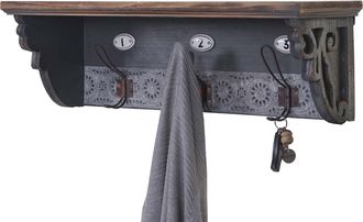 Hhg Hhg - Perchero De Pared 078, Gancho De Pared, Madera Maciza De Abeto Vintage 22x60x18cm