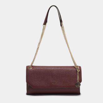 DKNY Dkny Bryant Dark Red Leather Chain Envelope Flap Bag