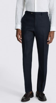 Moss Regular Fit Navy Twill Linen Trousers