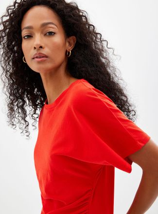 Contemporaine Womens Pleated waist organic cotton T-shirt