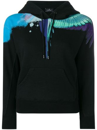 Marcelo Burlon Wings hooded sweatshirt - women - Cotton - S - Black
