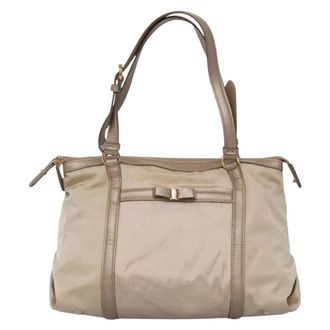 Ferragamo Vala Nylon Beige Nylon Handbag (Pre-Owned)