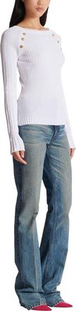 Balmain Knit top with buttons in White at Nordstrom, Size 38 Eu