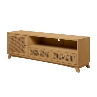 Wabi Home Mueble de tv de madera de sungkai y rat&aacute;n 170cm