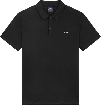 Paul & Shark Cotton Pique Polo met Shark Badge - Heren - Polos - Zwart - M - Katoen - Tops
