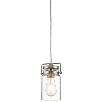 Netlighting Brinley 1 Light Ceiling Mini Pendant Brushed Nickel E27 in Grey