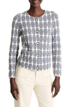 Nic+Zoe Stacked Medallions Cotton Blend Knit Jacket in Indigo Multi at Nordstrom Rack, Size Xx-Large