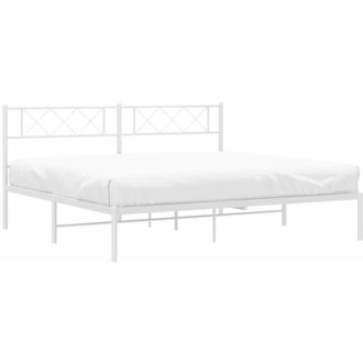 vidaXL Estructura Cama Sin Colch&oacute;n Con Cabecero Metal Blanco 200x200cm Vidaxl