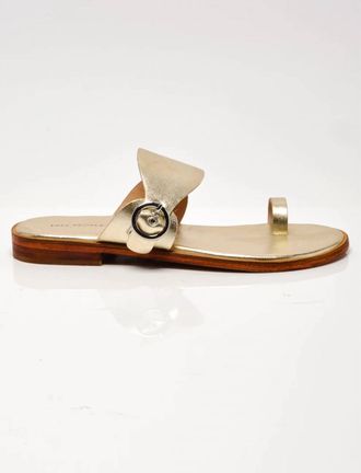 Free People Womens Barcelona Slip On Sandal In Gold Metallic