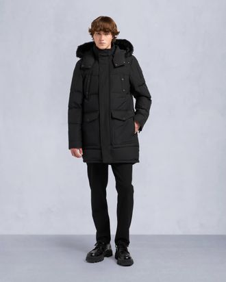 Moose Knuckles Mens Onyx Shearling Trim Big Ridge Parka